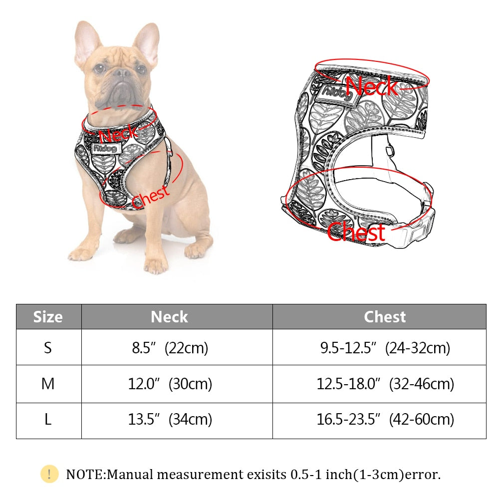 adjustable printed nylon harnesses vest pet walking leash