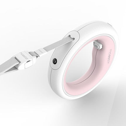 retractable flexible led night light dog leash ring pink