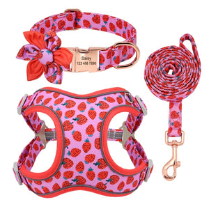printed customzied nylon dog collar harness